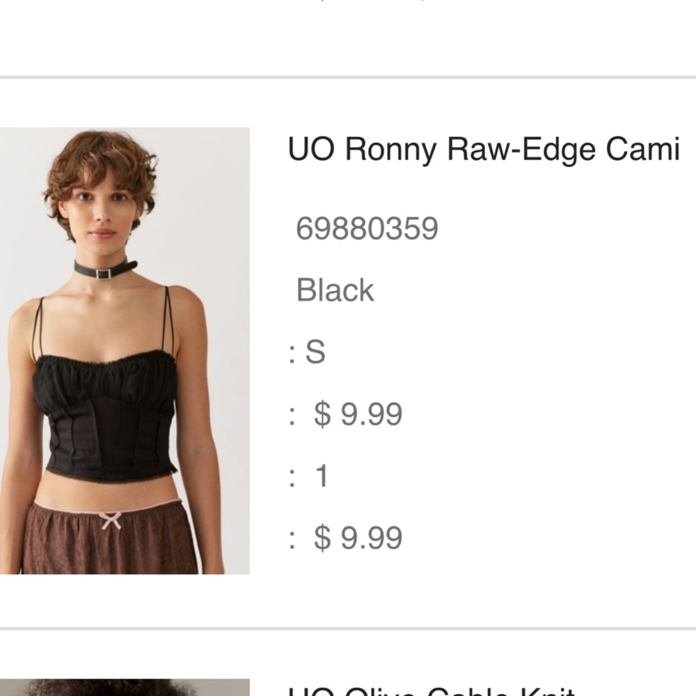 UO Ronny Raw-Edge Cami